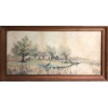 19th CENTURY SCHOOL 'Landscapes', a pair of watercolours, 17cm x 38cm, framed (2).