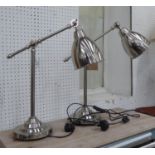 DESK LIGHTS, a pair, 1920s American inspired design, with articulating stands, 53cm H. (2)