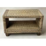 LOW TABLE, woven bicolour rattan and cane rectangular with undertier, 86cm x 50cm x 53cm H.