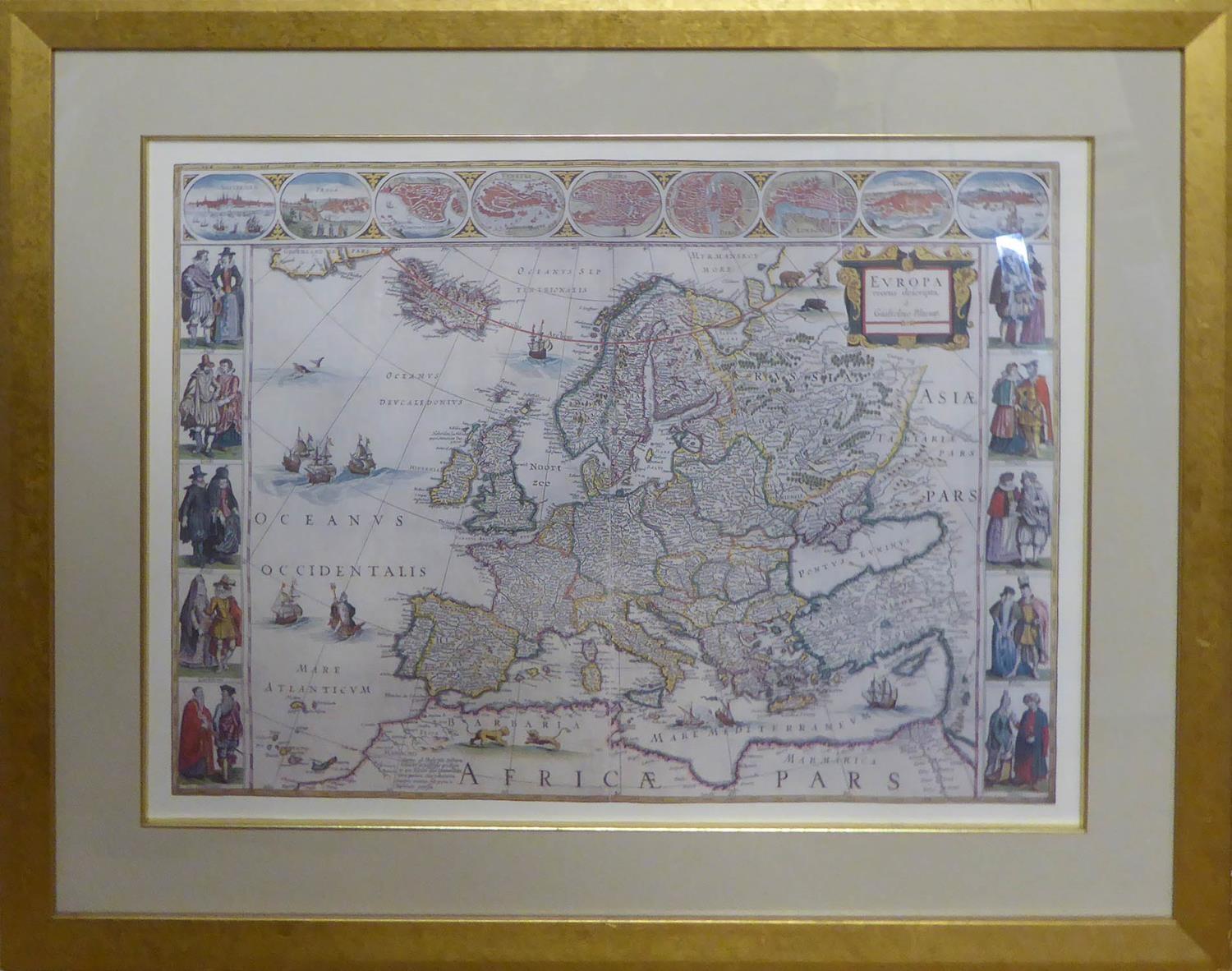 MAPS OF THE WORLD, EUROPE, AFRICA AND AMERICAS, a set of four prints in colours, 62cm x 76cm, framed - Image 2 of 4