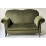 CHESTERFIELD SOFA, Victorian royal green velvet upholstered with round back and adjustable drop