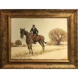 BART GARNEY 'Huntsman Farmer, Big Jim Wright on Samson', oil on canvas, signed and inscribed,