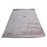 RUG, contemporary dusty pink, with tasseled fringing, 234cm x 160cm.