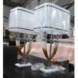 TABLE LAMPS, a pair, faux antler horn detail, with shades, 76cm H. (2)