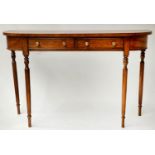 HALL TABLE, George III design satinwood with rounded ends and two frieze drawers, 120cm x 77cm H x