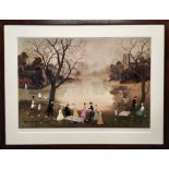 HELEN BRADLEY (British 1900-1979) 'Our Picnic', signed print, numbered and blind stamped by Fine