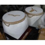 LOG BASKETS, a pair, woven bamboo, with lids, 43cm H approx. (2)