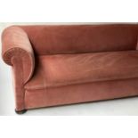 CHESTERFIELD SOFA, Victorian velvet plush old rose upholstered with rounded back and arms, 210cm W.