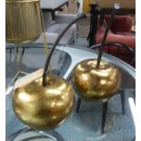 OVERSIZED CHERRY, a pair, decorative gilt finish. (2)