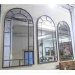 GARDEN WALL MIRRORS, a set of three, French style metal framed, 107cm x 56cm. (3)