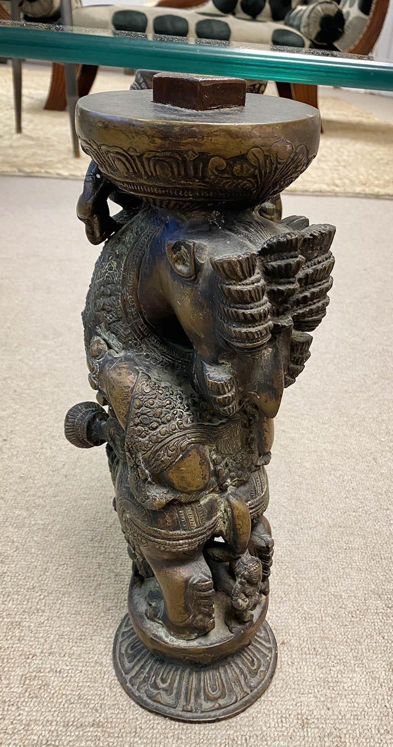 LOW TABLE, Asian bronze supports with a rectangular glass top, 40cm H x 90cm x 45cm. - Image 2 of 2