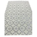 SILVER CONTEMPORARY SILK AND WOOL CARPET, 300cm x 200cm, Moroccan lattice design.