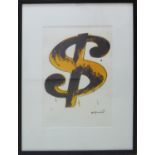 ANDY WARHOL 'Dollar Sign, Yellow', 1982, lithograph, with signature in the plate, numbered 60/100,