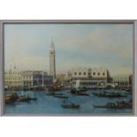 After CANALETTO ' The Molo from the Bacino di San Marco', print on board, 65cm x 90cm, framed.
