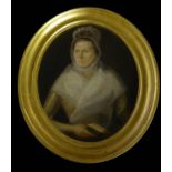 19th CENTURY SCHOOL 'Portrait of an Old Lady', oil on board, 25cm x 19cm, in oval frame.