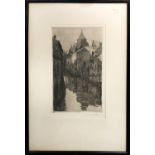 MAUD BUTLER 'Bruges', etching, signed in pencil, 27cm x 15cm, framed.