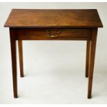 WRITING TABLE, George III mahogany with full width frieze drawer and square tapering supports,