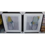 CONTEMPORARY SCHOOL, untitled diptych, framed and glazed, 69cm x 58cm per panel. (2)