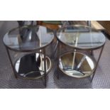 SIDE TABLES, a pair, contemporary, bronzed frame, 59cm H x 51cm diam. (2)