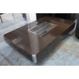 AFTER WILLY RIZZO ALVEO TABLE, Vintage with a central bar compartment, 130cm W x 33cm H x 80cm D. (