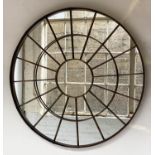 BATTERSEA WALL MIRROR, circular metal spoke framed, 100cm W.