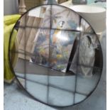 WALL MIRROR, contemporary with antiqued segmented plate, 100cm diam.