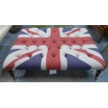 UNION JACK STOOL, buttoned finish, 122cm x 91cm x 35cm.