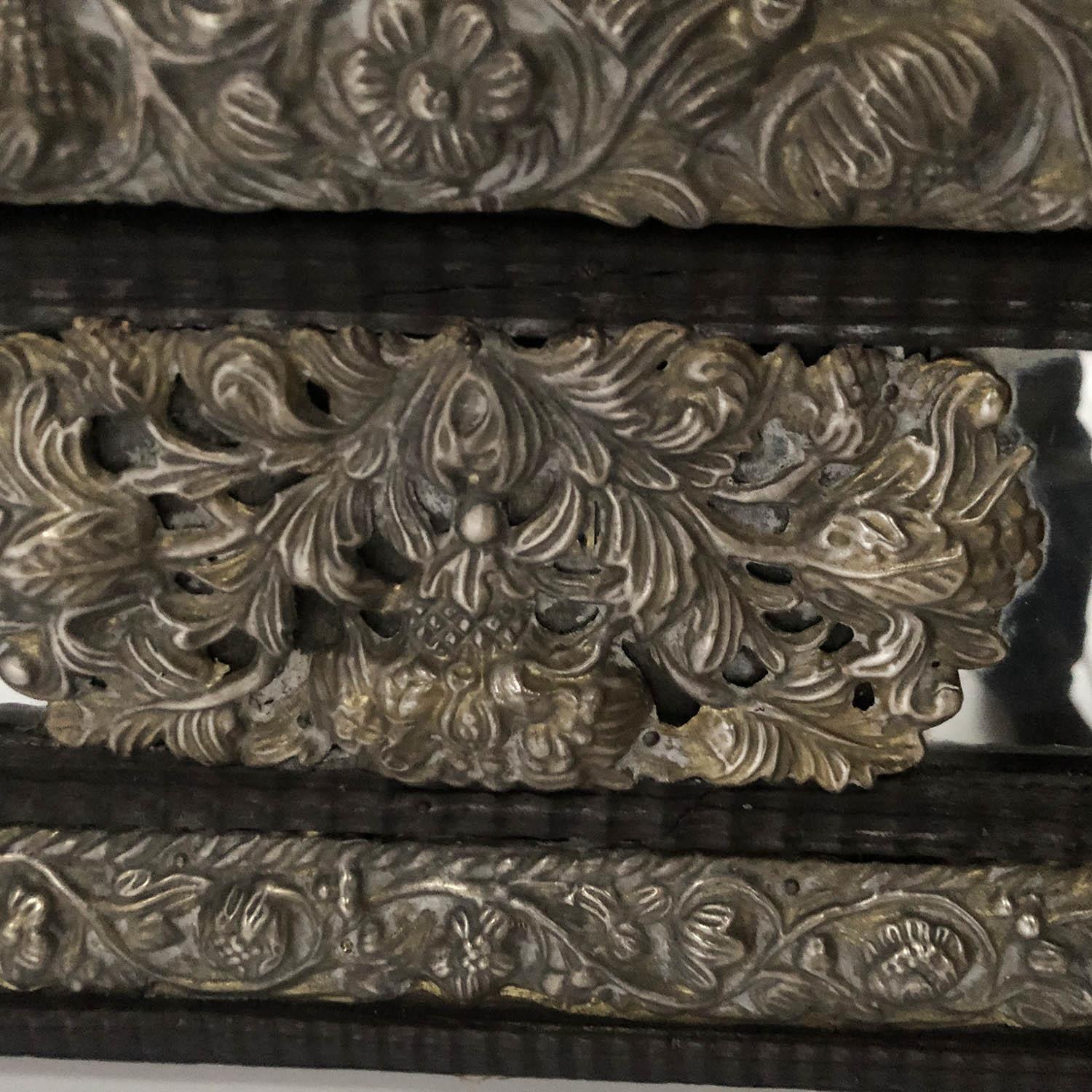 DUTCH WALL MIRROR, 19th century Dutch rectangular silvered metal repoussé, 125cm H x 76cm with - Image 2 of 5