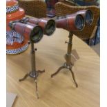 BINOCULARS, a pair, on stands, 41cm at tallest. (2)