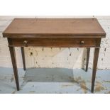 TEA TABLE, George III mahogany with foldover top and frieze drawer, 76cm H x 99cm x 46cm.
