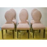 JULIAN CHICHESTER DINING CHAIRS, a set of six, ebonised, in Colefax & Fowler pink tweed. (6)