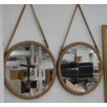 WALL MIRRORS, a pair, contemporary style nautical design, 60cm diam. (2)