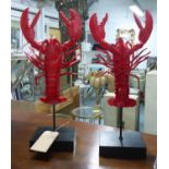 LOBSTER, polychrome finish, on stand.