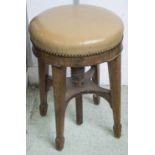 PIANO STOOL, George III mahogany with height adjustable circular tan leather seat, 35cm x 50cm min