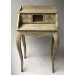 BUREAU, French Louis XV style grey painted with drawers and pull out writing surface, 101cm H x 59cm
