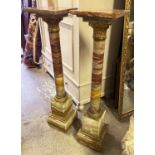 PEDESTALS, a pair, early 20th century and gilt bronze mounted with onyx columns on stepped bases,