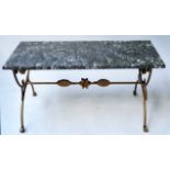 LOW TABLE, mid 20th century Spanish with rectangular St Annes marble top and gilt wrought iron