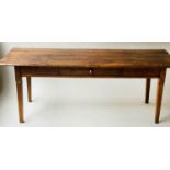 FARMHOUSE TABLE, 19th century ash with planked top and frieze drawer, 200cm x 77cm x 74cm H.
