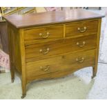 CHEST, Edwardian mahogany, with four drawers, on castors, 83cm H x 107cm W x 50cm D. (with faults)