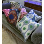 RIFAT IKAT SILK CUSHIONS, a set of six. (6)