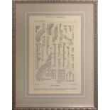 ARCHITECTURAL ENGRAVINGS, as set of two, 'Profils et Tournages', with silvered faux bamboo frames,