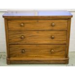 CHEST, Victorian mahogany, circa 1860, of three drawers, 86cm H x 111cm x 50cm. (minor faults)