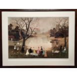 HELEN BRADLEY (British 1900-1979) 'Our Picnic', signed print, numbered and blind stamped by Fine