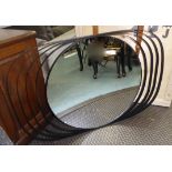 WALL MIRROR, 1960's inspired, with radiating frame, 80cm x 122cm.
