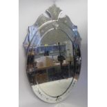 WALL MIRROR, Venetian style oval with etched effect decoration, 49cm W x 78cm H. (with faults)