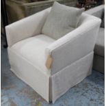 ARMCHAIR, in a cream herringbone fabric, 77cm x 77cm x 71cm H.