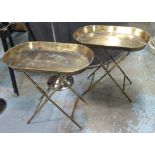 TRAY TABLES, a pair, gilt metal. (2)