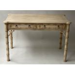 FAUX BAMBOO WRITING TABLE, Regency Brighton pavilion style, faux bamboo painted, with two frieze