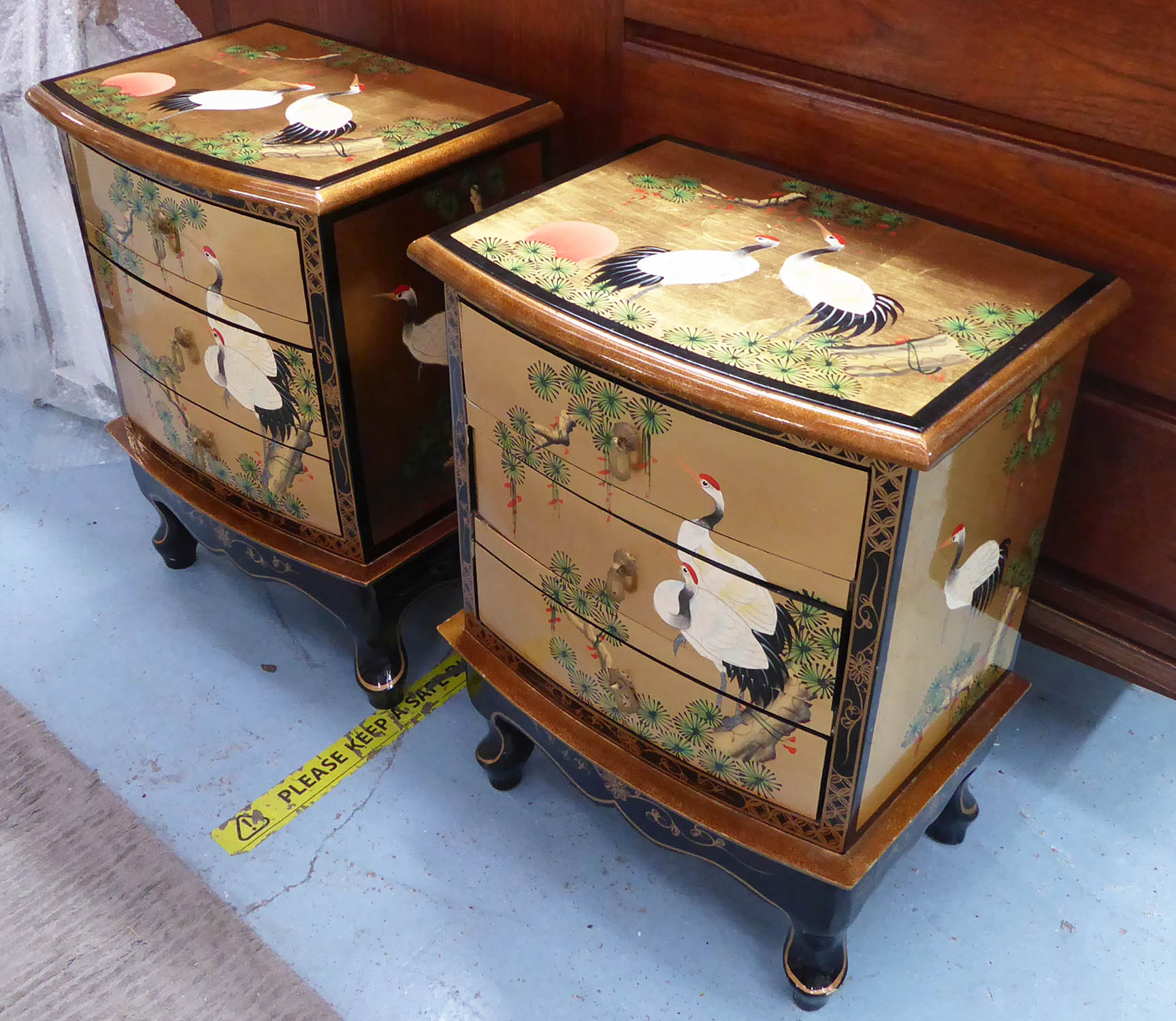 SIDE CHESTS, a pair, contemporary Japanese style painted finish.