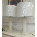 ALABASTER TABLE LAMPS, a pair, with shades, 78cm H approx. (2)